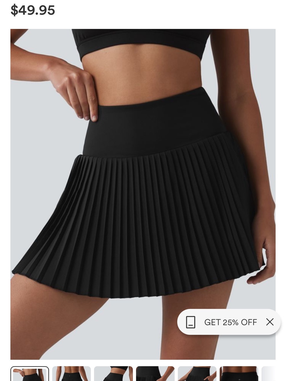 HALARA Black Pleated High-Waist Skater Skirt